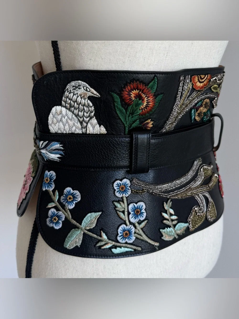 Alexander McQueen 2017 Embroidered Leather Corset Obi Belt - Runway Piece